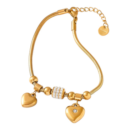 Elegant Gold-Plated Heart Charm Bracelet – A Touch of Timeless Sophistication Jewelry Bubble