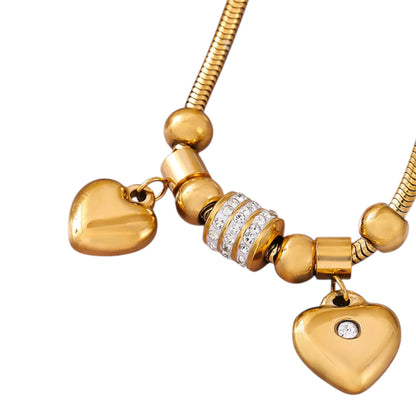 Elegant Gold-Plated Heart Charm Bracelet – A Touch of Timeless Sophistication Jewelry Bubble