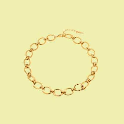 Elegant Gold-Tone Link Necklace: Timeless Sophistication Jewelry Bubble