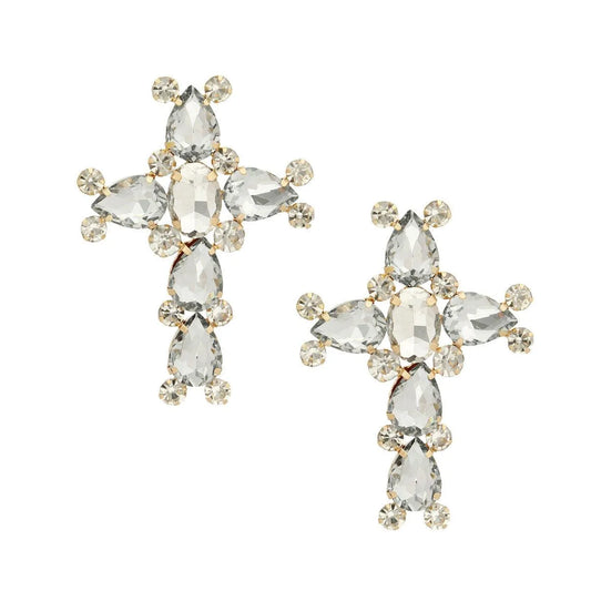 Elegant Gold-tone Cross Stud Earrings for Women – Faith-Inspired Fashion Jewelry Bubble