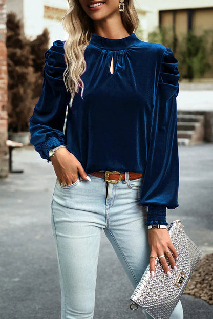 Elegant Keyhole Detail Velvet Blouse: Your New Favorite Jewelry Bubble