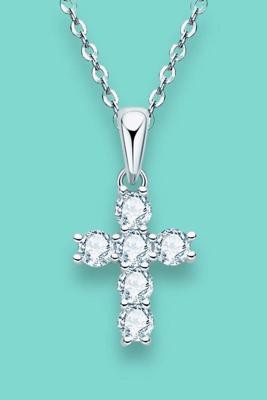 Elegant Moissanite Cross Necklace - Sterling Silver Jewelry Bubble