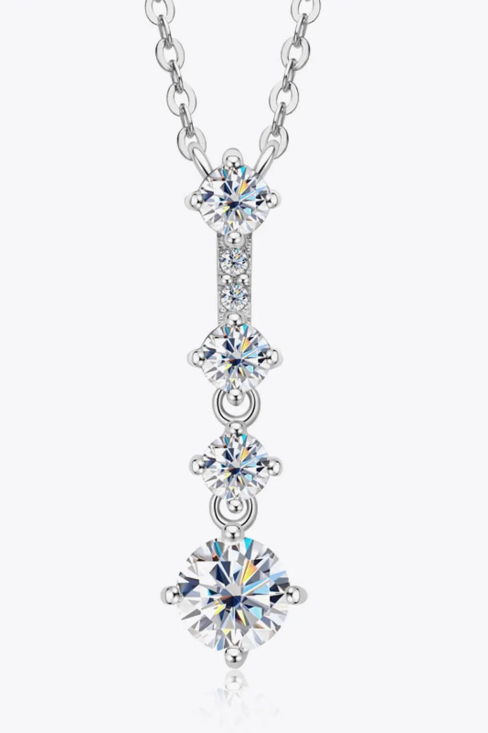 Elegant Moissanite Drop Pendant Necklace in Sterling Silver