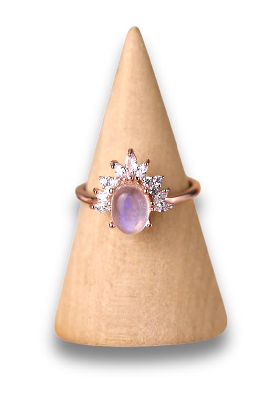 Elegant Moonstone Ring - 18K Rose Gold-Plated Jewelry Bubble