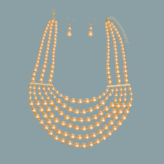 Elegant Multi-Row Pearl Necklace Set Jewelry Bubble