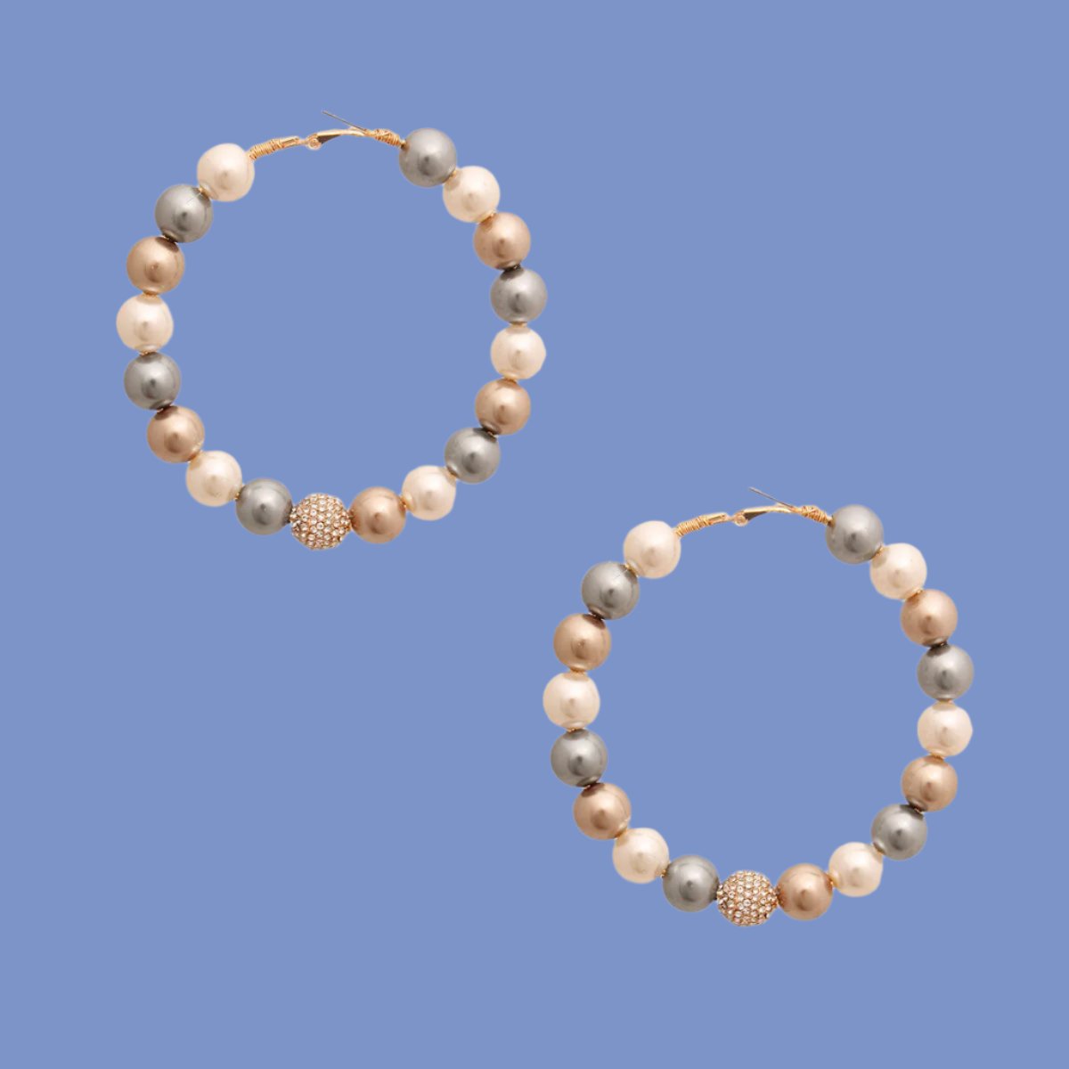 Elegant Multicolor Pearl Pave Hoops Jewelry Bubble