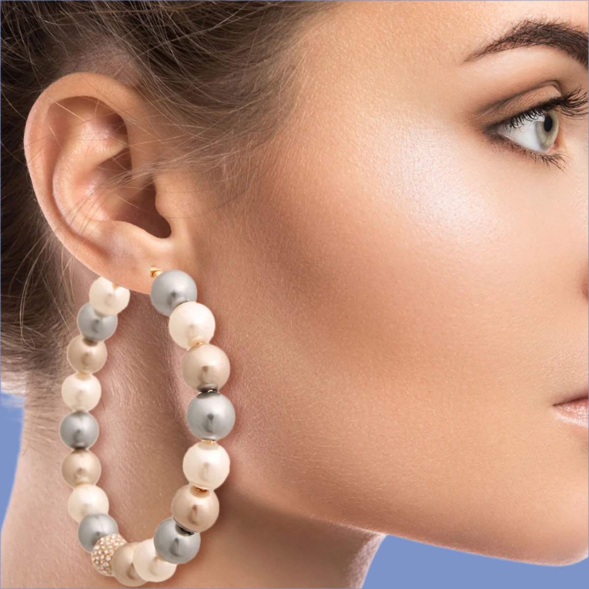 Elegant Multicolor Pearl Pave Hoops Jewelry Bubble