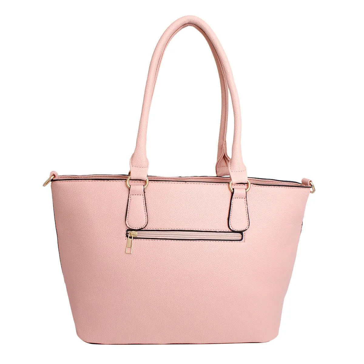 Elegant Pink and White Wavy Stripe Women's Tote Handbag - Vegan Faux Leather Statement Piece Jewelry Bubble