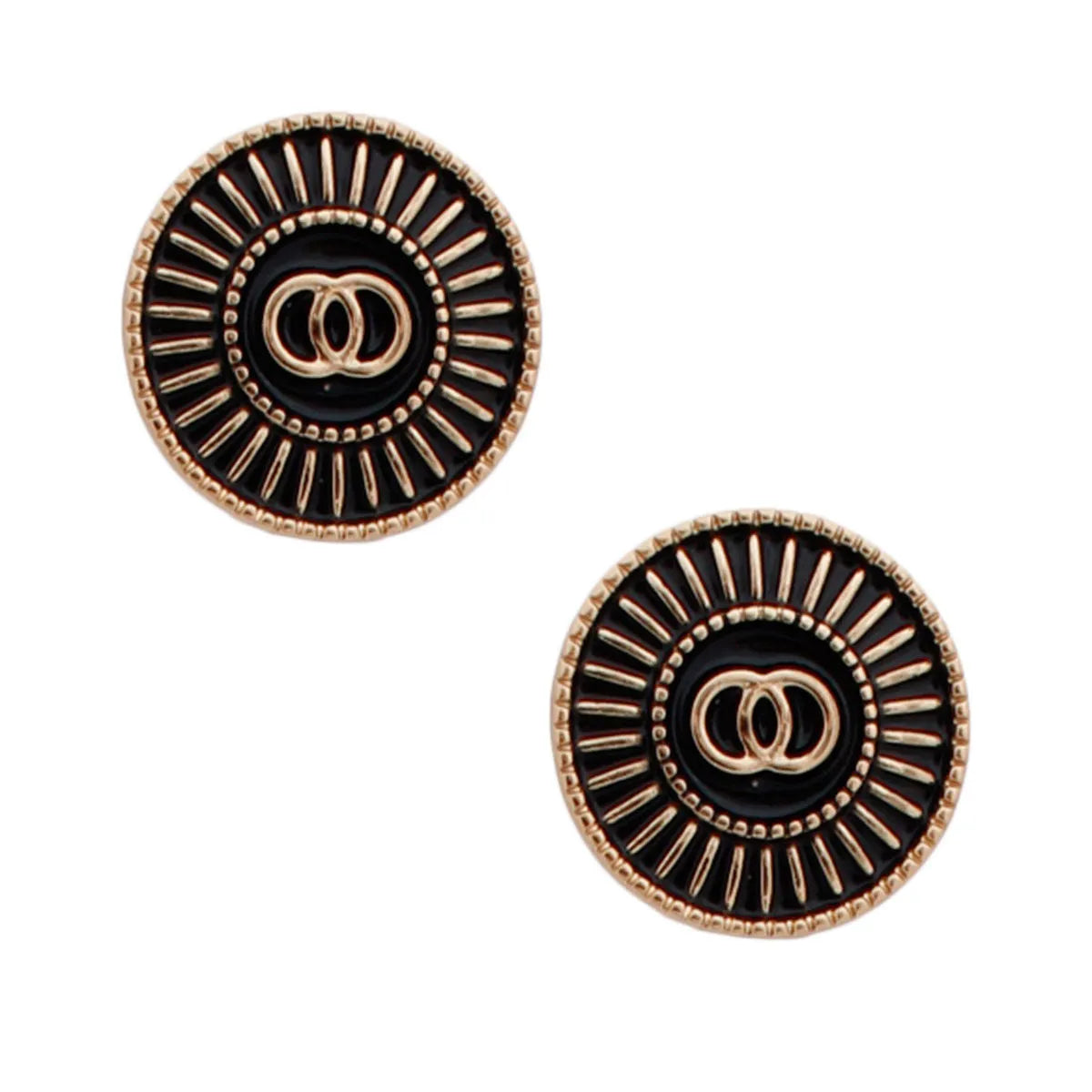 Elegant Ra Burst Stud Earrings in Black/Gold for Chic Style Jewelry Bubble