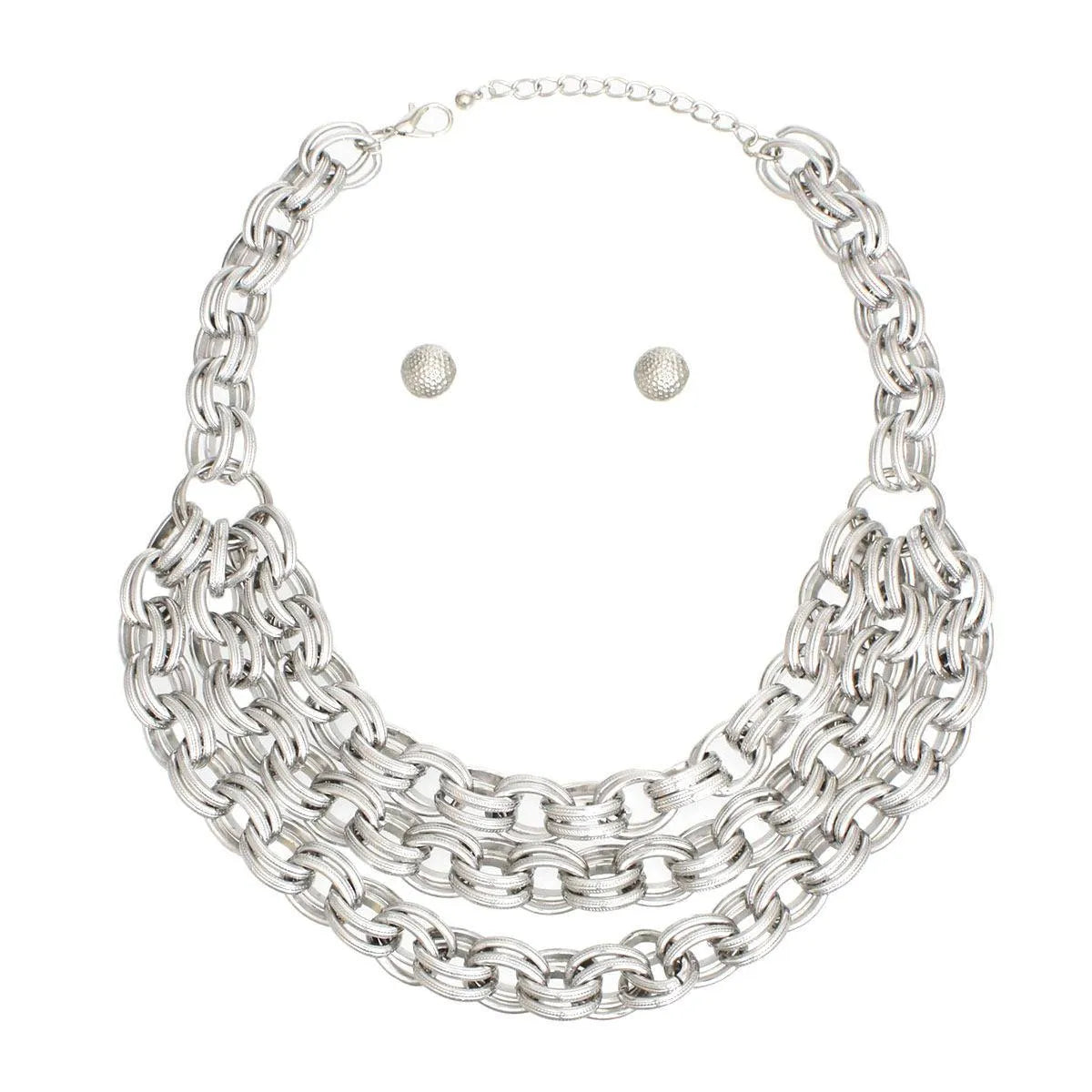 Elegant Silver Double Link Layered Necklace Set for Women - Trendy & Chic Design Jewelry Bubble