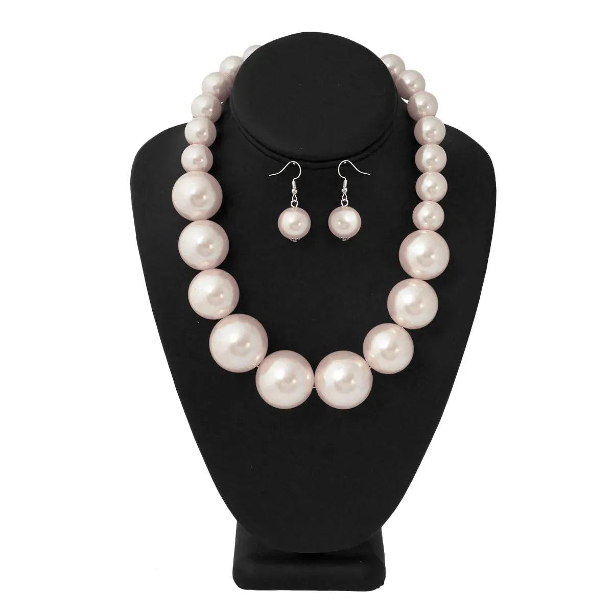 Elegant White Pearl Necklace and Earrings Set - Classic Fashion Jewelry for Every Occasion Jewelry Bubble