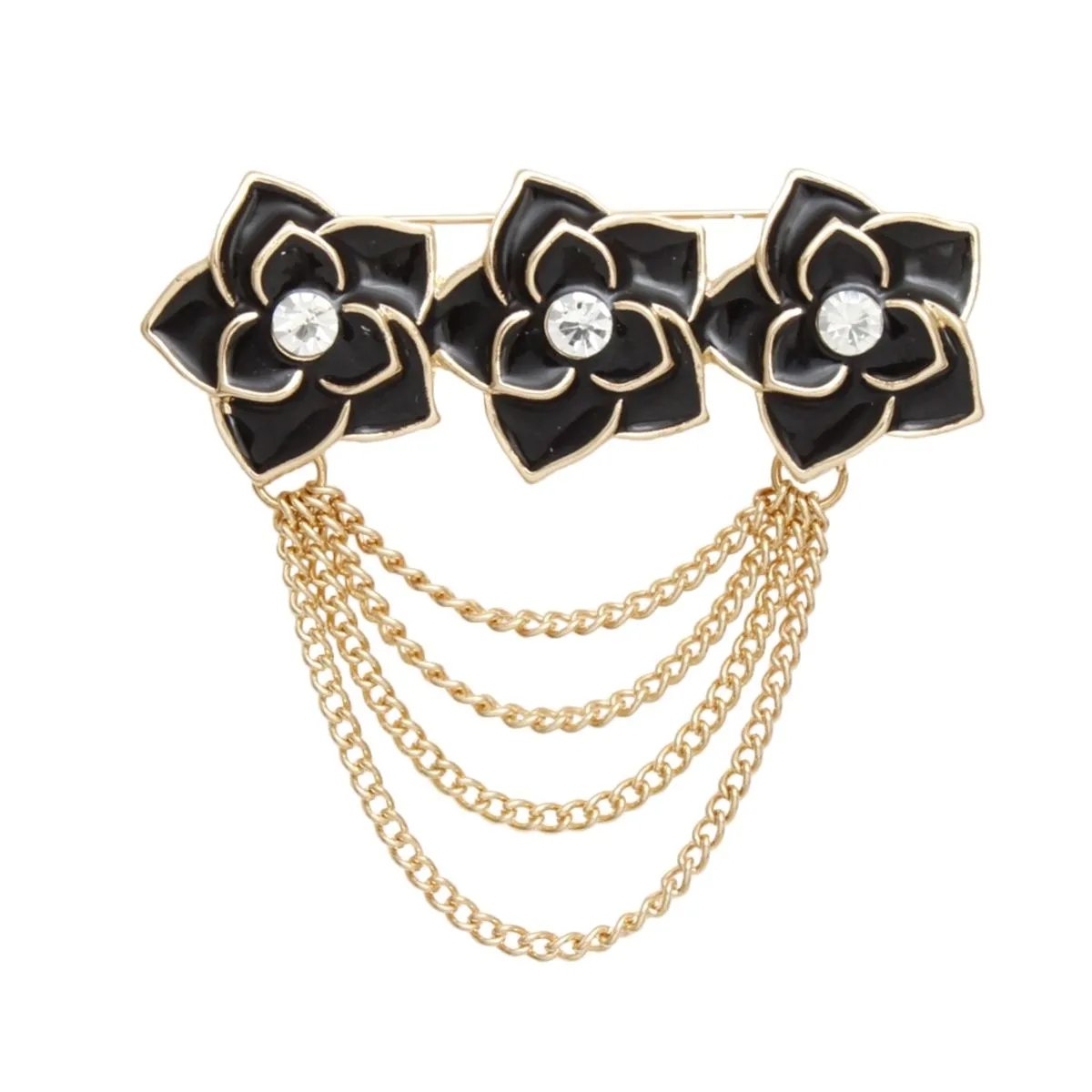 Elevate Your Look with Our Timeless Camellia Gold Chain Brooch