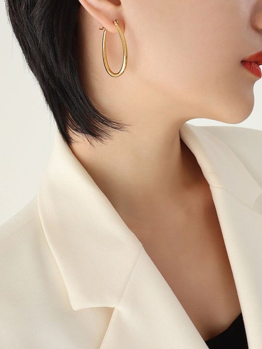 Elevate Your Look with Titanium Plated 18K Gold U-Shaped Earrings Jewelry Bubble