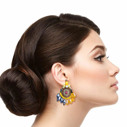 Elevate Your Style: Yellow Teardrop Bead Embroidered Earrings for a Bold Statement Jewelry Bubble