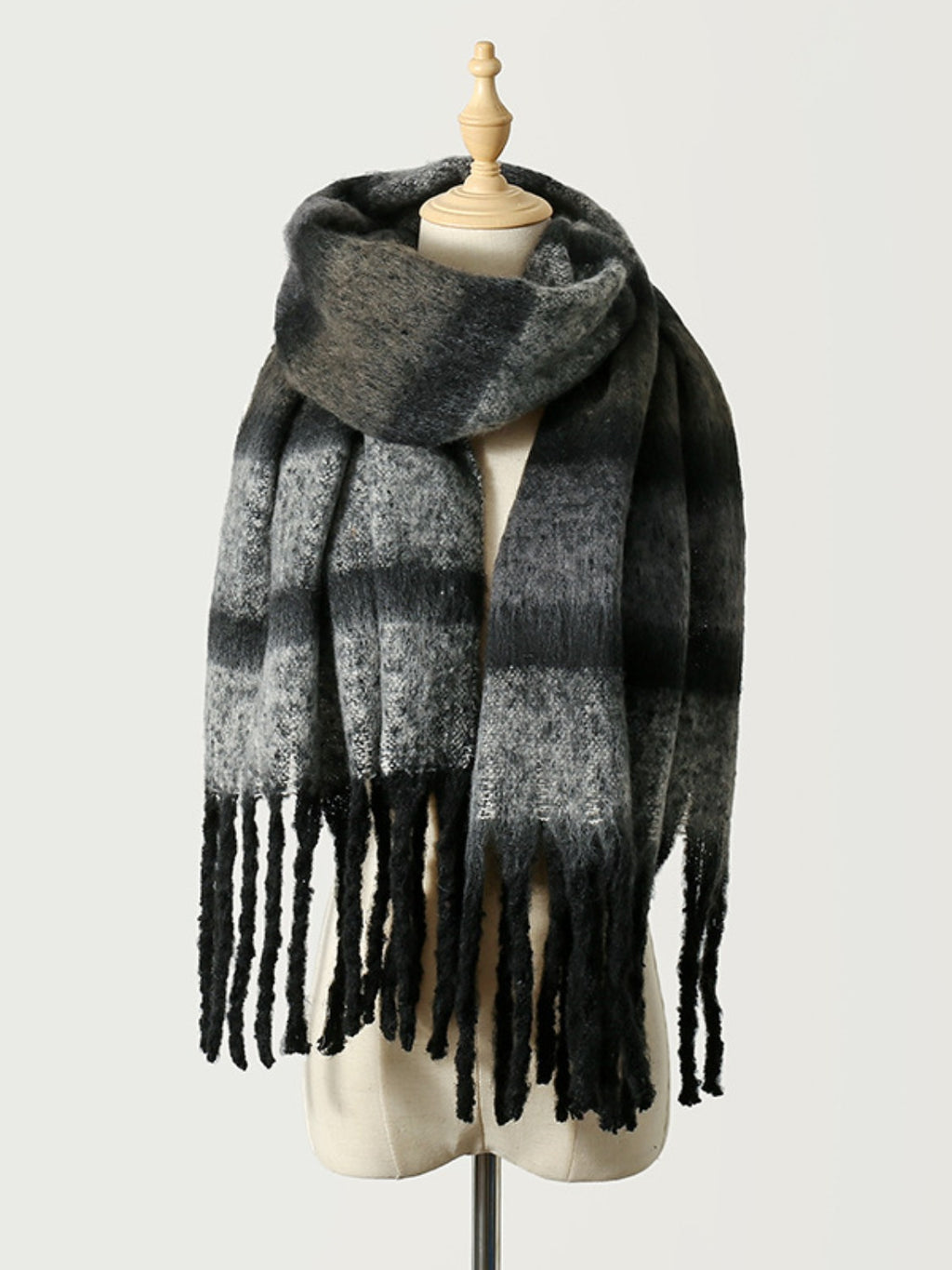Elevate Your Style with Our Fringe Color Block Scarf Jewelry Bubble