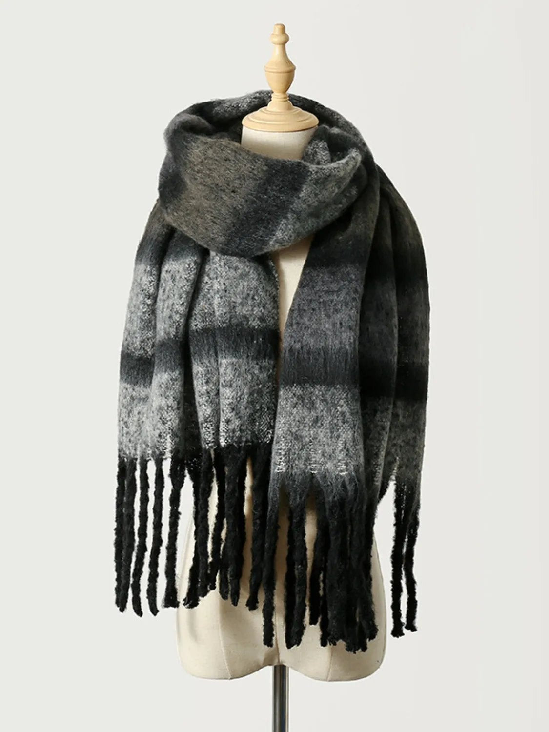 Elevate Your Style with Our Fringe Color Block Scarf
