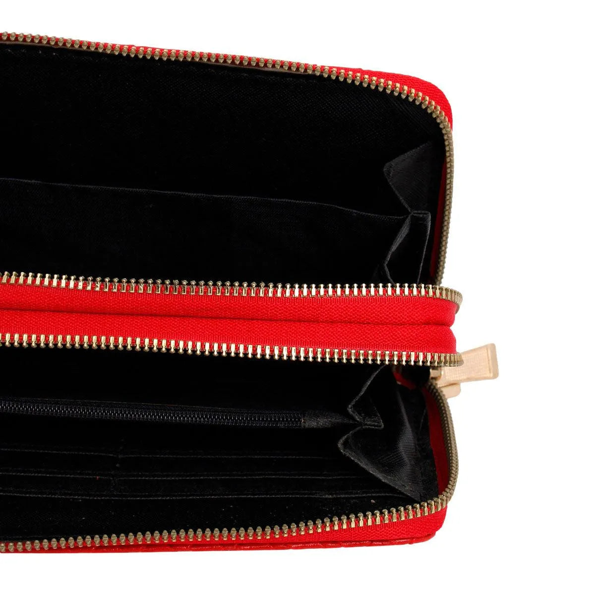 Elevate Your Style with Our Uptown Women's Zipper Wallet - Red Vegan Faux Leather Jewelry Bubble