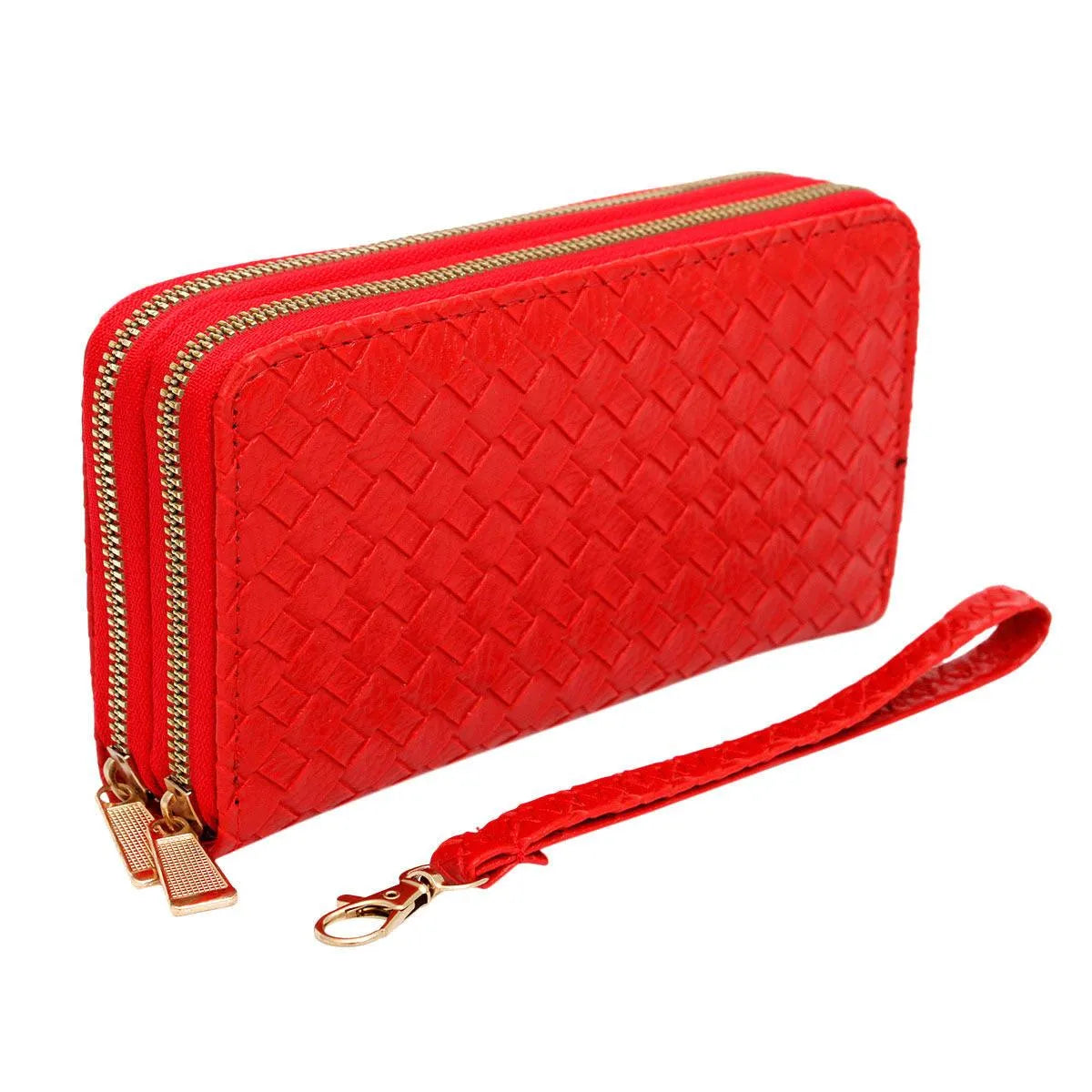 Elevate Your Style with Our Uptown Women's Zipper Wallet - Red Vegan Faux Leather Jewelry Bubble