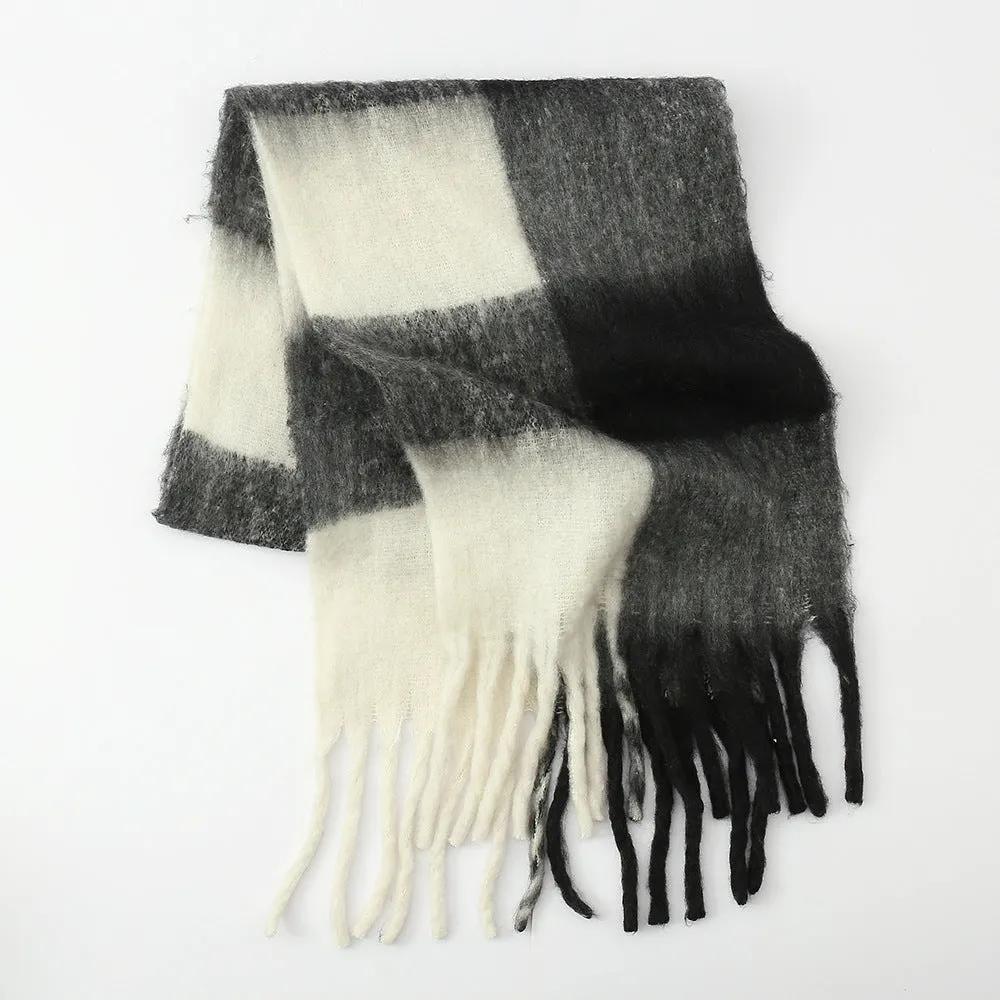 Elevate Your Style with the Fringe Contrast Plaid Scarf