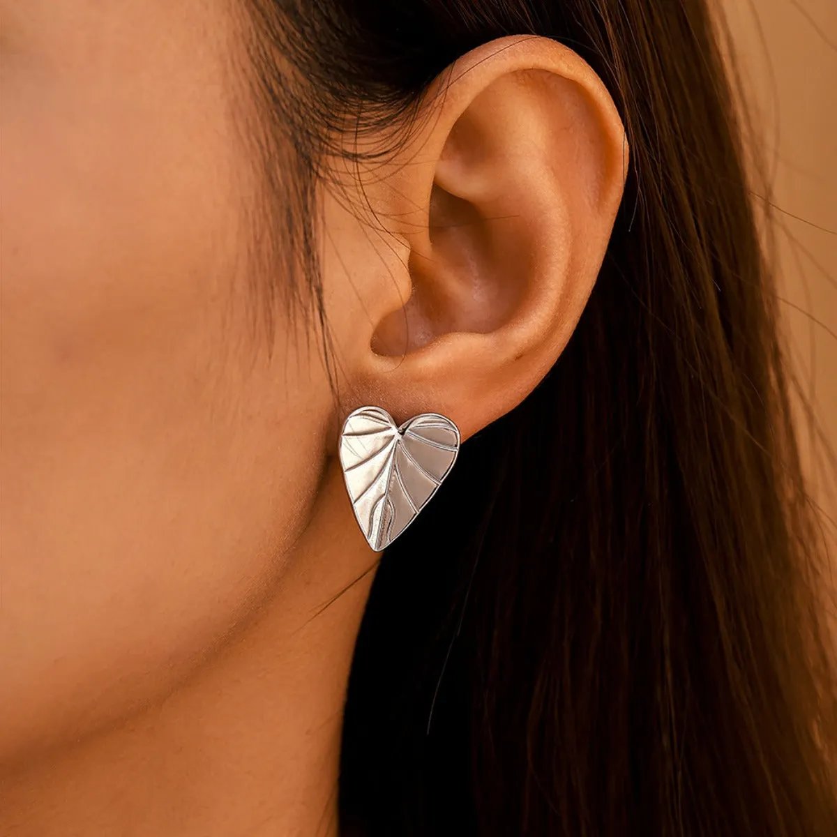 Embrace Elegance: Heart Leaf Stud Earrings