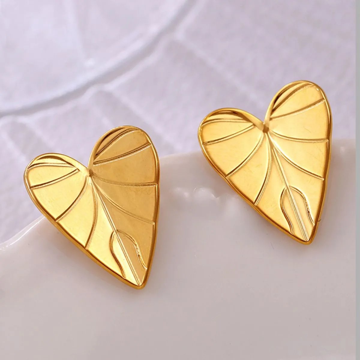 Embrace Elegance: Heart Leaf Stud Earrings