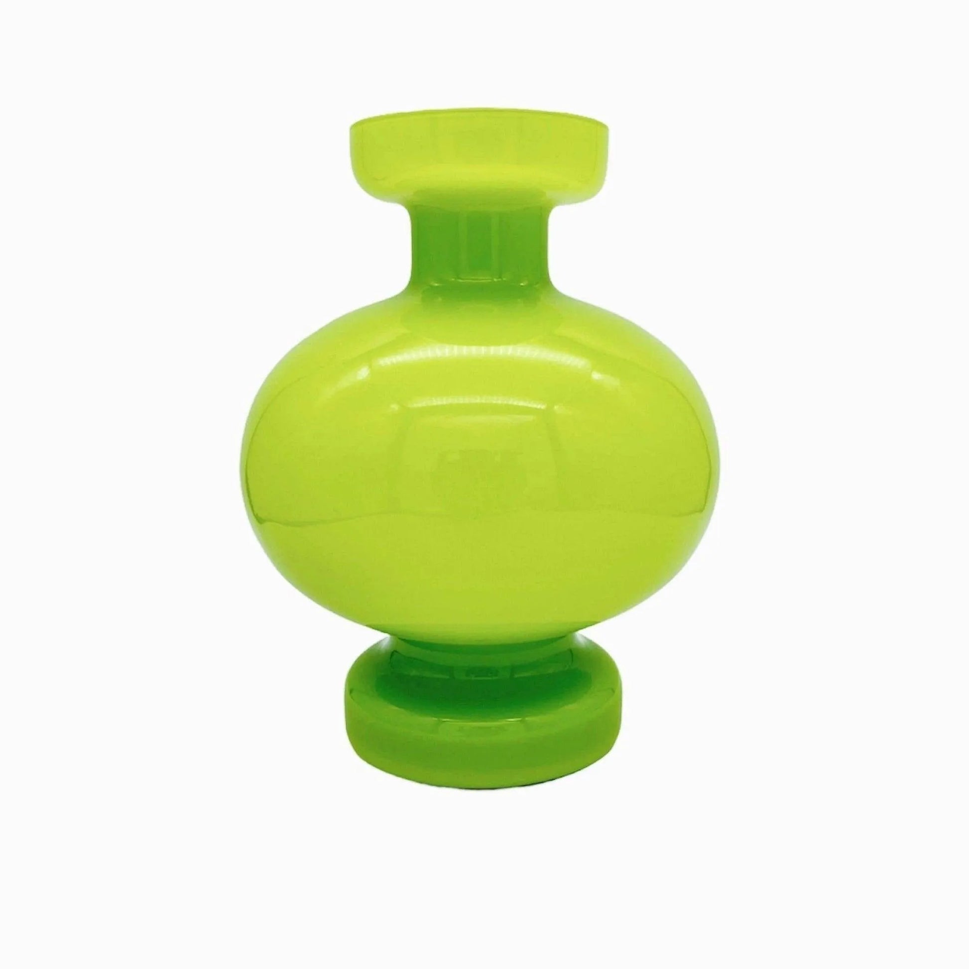 Empoli Green Cased Glass Vase Scandinavian Modern Style Jewelry Bubble