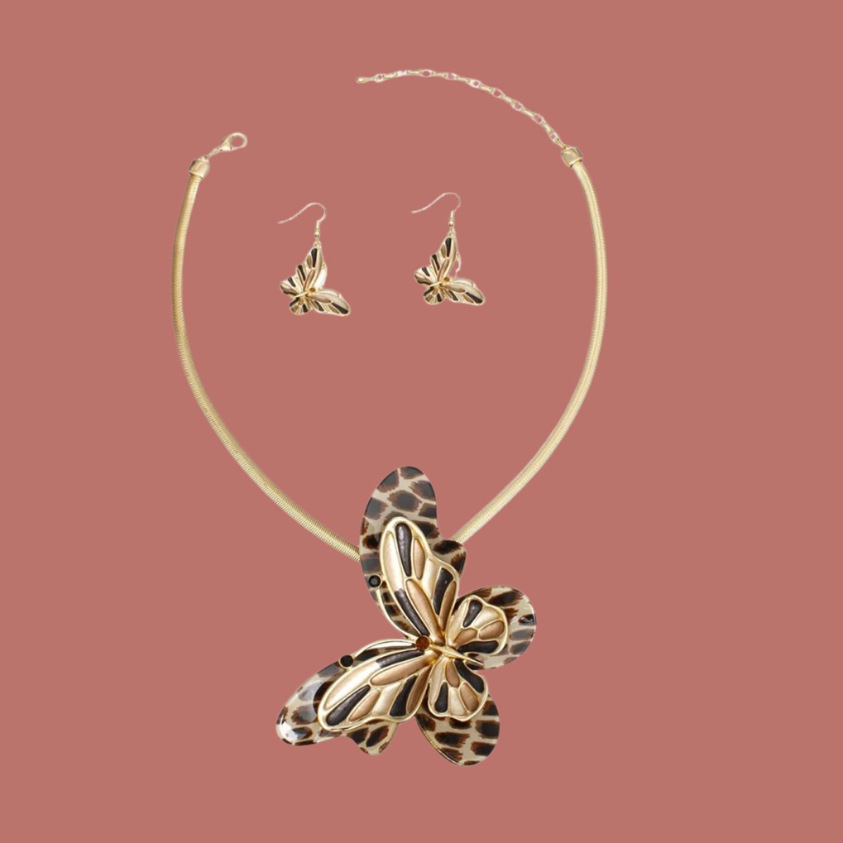 Enchanting Leopard Butterfly Necklace and Earring Set Jewelry Bubble