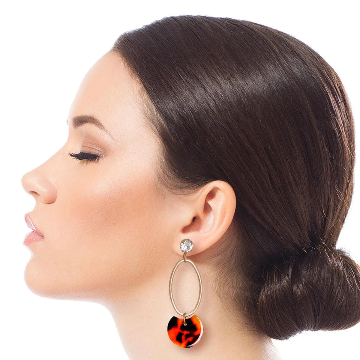 Everyday Chic: Faux Tortoiseshell Open Oval Dangle Earrings Jewelry Bubble