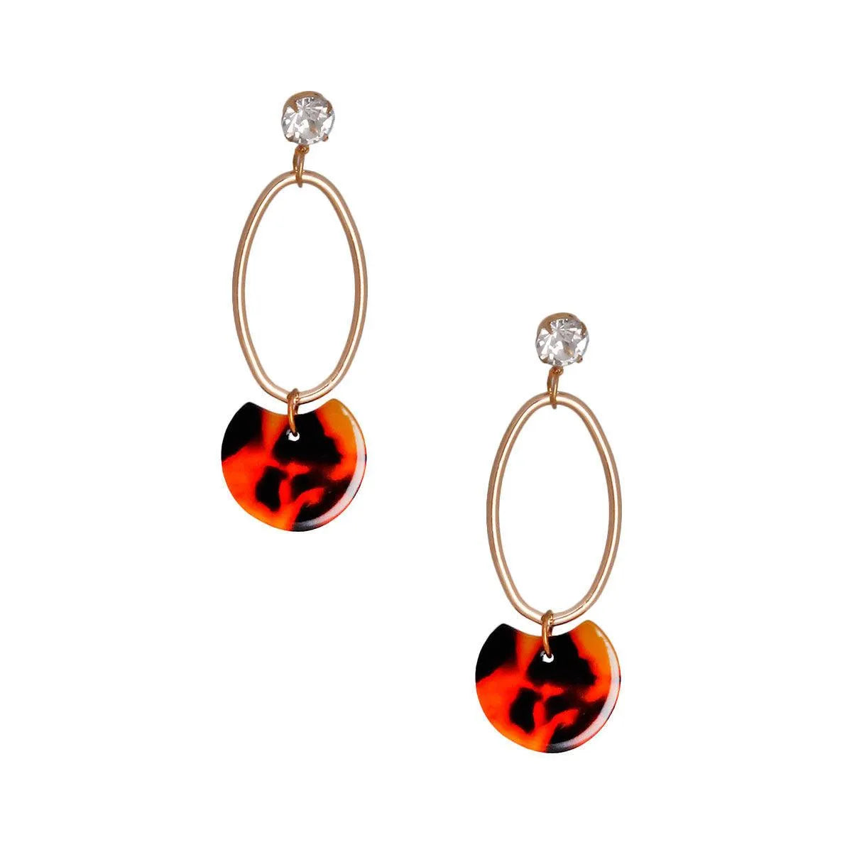 Everyday Chic: Faux Tortoiseshell Open Oval Dangle Earrings Jewelry Bubble