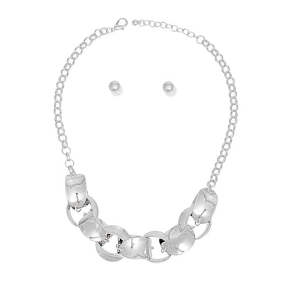 Everyday Ladies Modernist Link Chain Necklace Set Jewelry Bubble