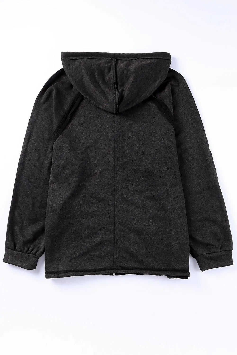 Exposed Seam Drawstring Hooded Jacket with Pockets Jewelry Bubble