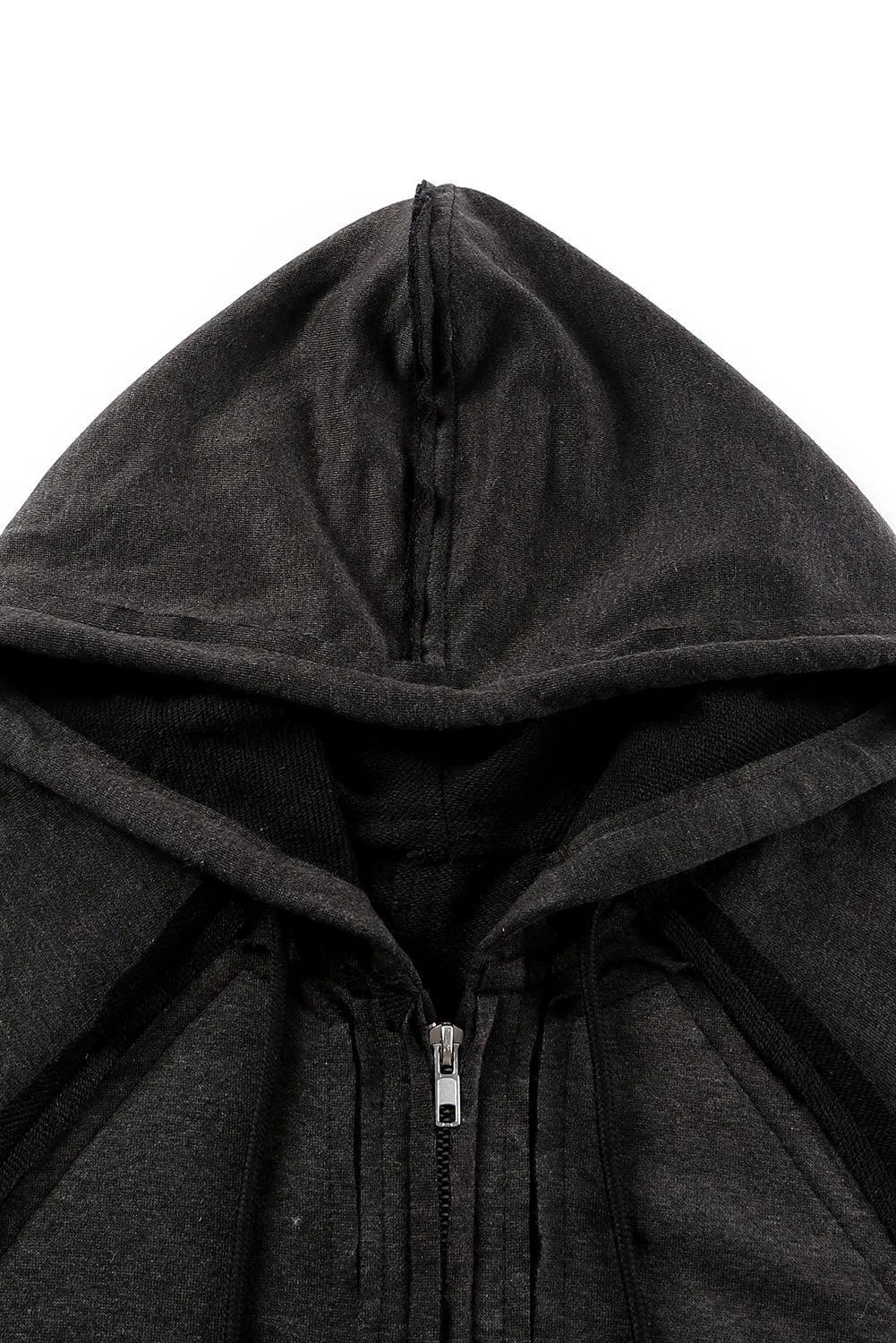 Exposed Seam Drawstring Hooded Jacket with Pockets Jewelry Bubble