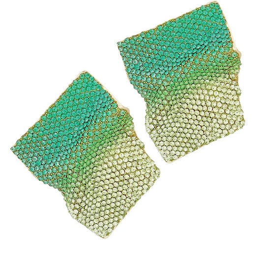 Exquisite Green Wave Stud Earrings Trending for Radiant Style Pinktown