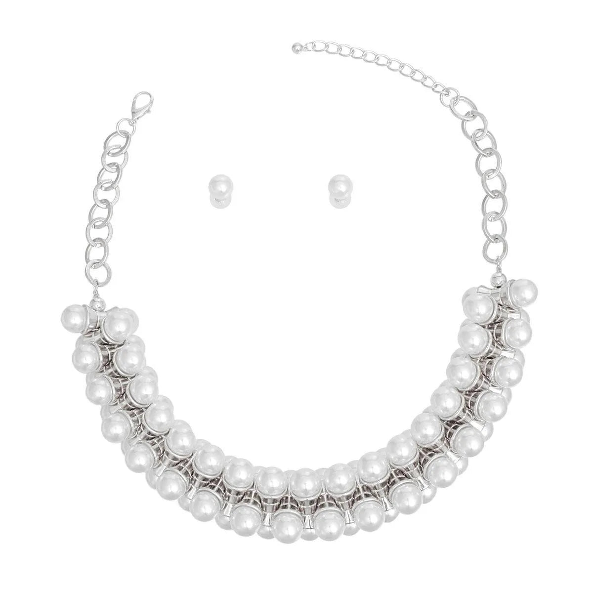 Exquisite Silver White Pearl Necklace Set: Blend of Elegance & Style Jewelry Bubble