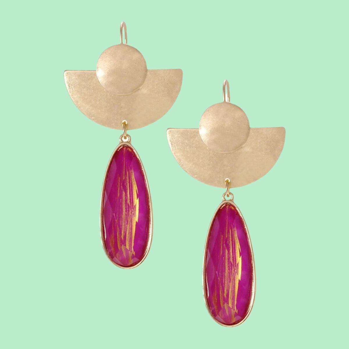 Eye-Catching Design Fuchsia Teardrop Earrings Jewelry Bubble