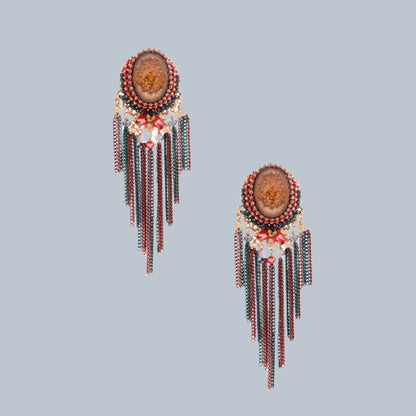 Eye-catching Bead Chain Drop Fringe Earrings Jewelry Bubble