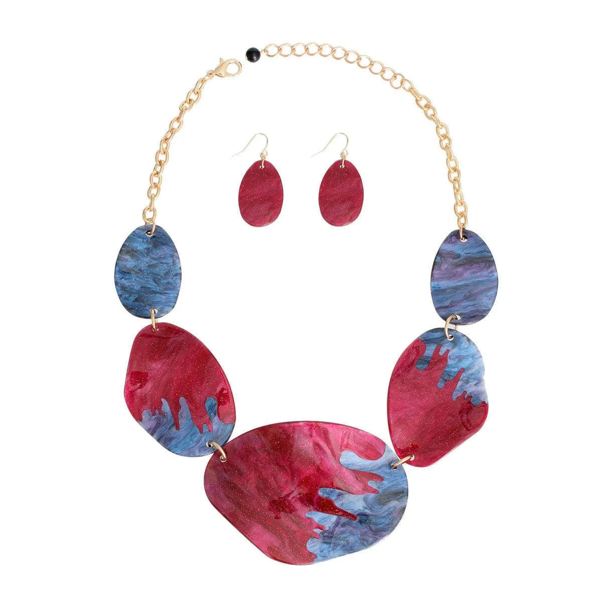 Fabulous Stylish Gold & Fuchsia-purple Necklace Set - A Must-Have Accessory! Jewelry Bubble