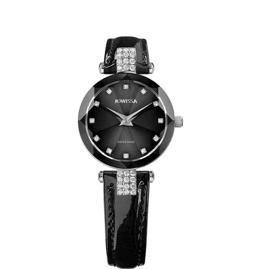 Facet Strass Swiss Ladies Watch Steel Black J5.620.S Jewelry Bubble