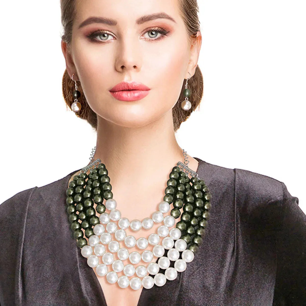 Fashion Jewelry: Versatile Olive & Cream Pearl Necklace Set: Must-Have Jewelry Bubble