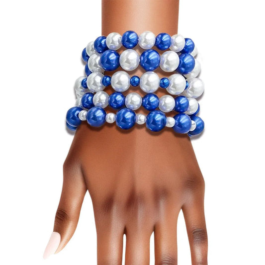 Fashion Pearls Blue Whits Bracelets - Elevate Your Style Jewelry Bubble