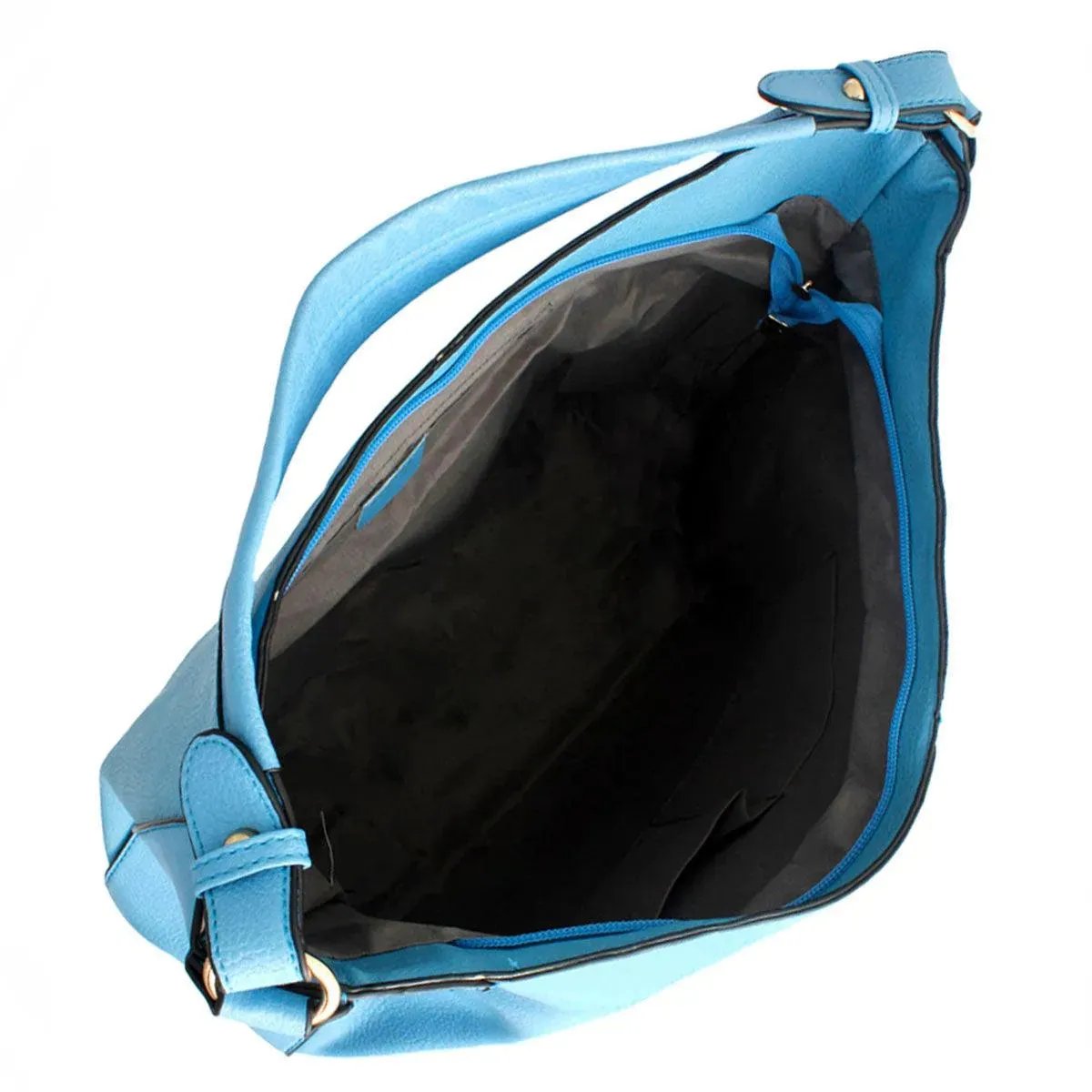 Faux Leather Hobo Bag in Light Blue