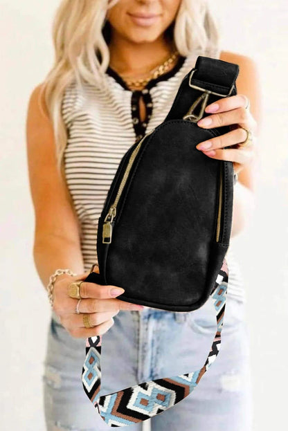 Faux Leather Zipped Crossbody Chest Bag Jewelry Bubble