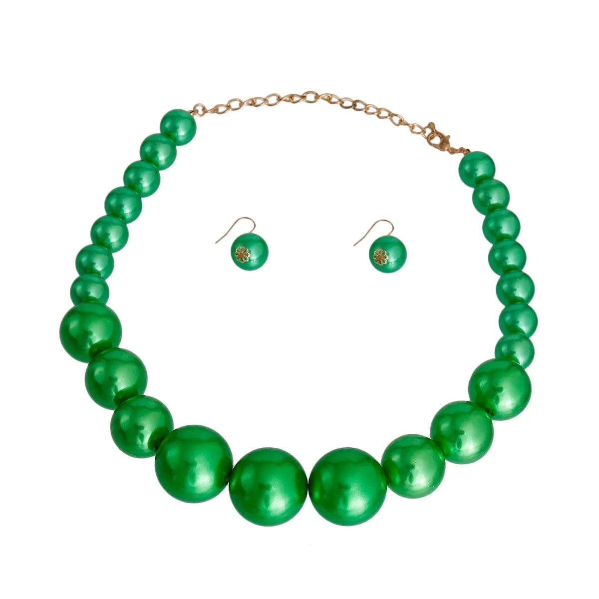 Faux Pearl Necklace and Earrings Set Go Green Jewelry Bubble