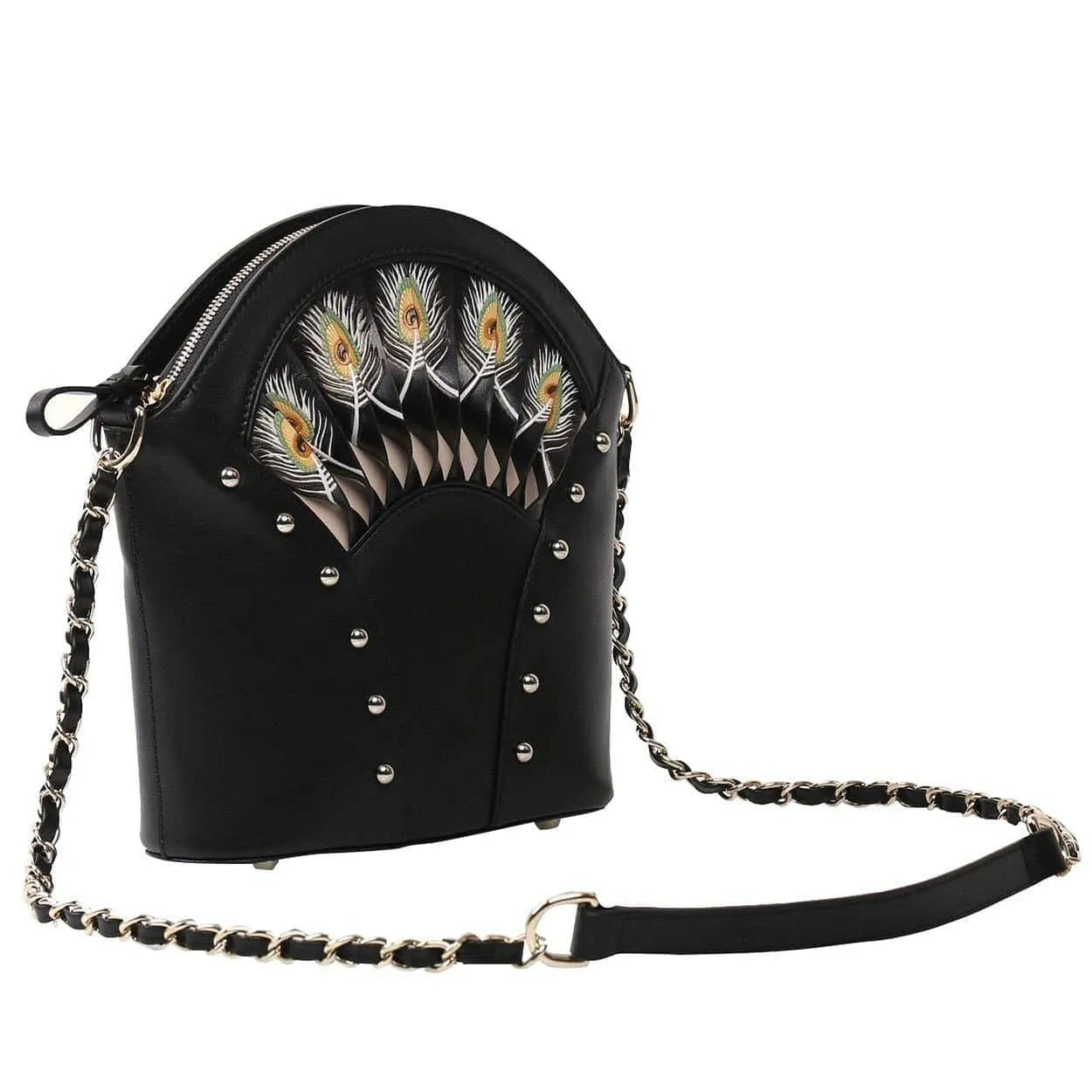 Feather Black Shoulder Bag Jewelry Bubble