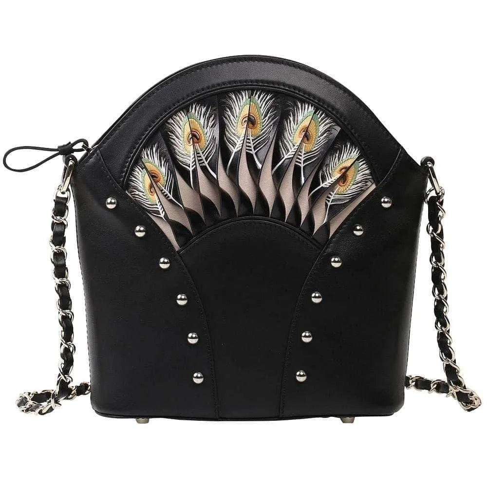 Feather Black Shoulder Bag Jewelry Bubble