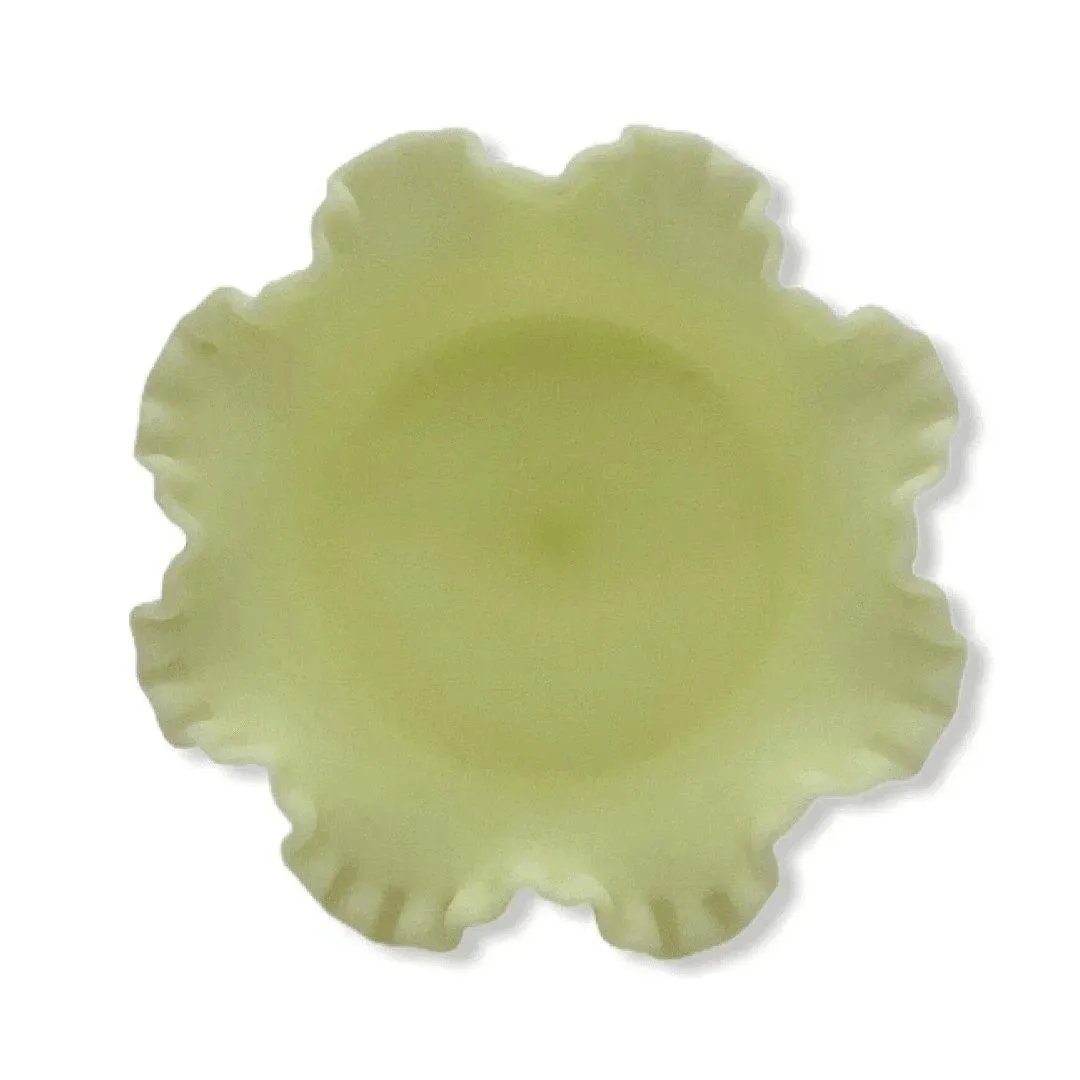Fenton Satin Glass Ruffled Pedestal Vintage Compote