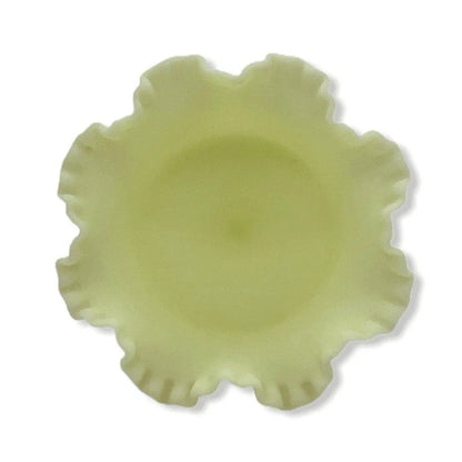 Fenton Satin Glass Ruffled Pedestal Vintage Compote Jewelry Bubble