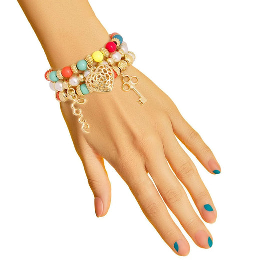 Fiesta Palette Charms & Beaded Bracelet Set: Add Color to Your Style Jewelry Bubble