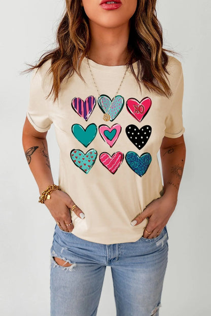 Find Your Essence of Life with Our Heart Print T-Shirt for Women Jewelry Bubble