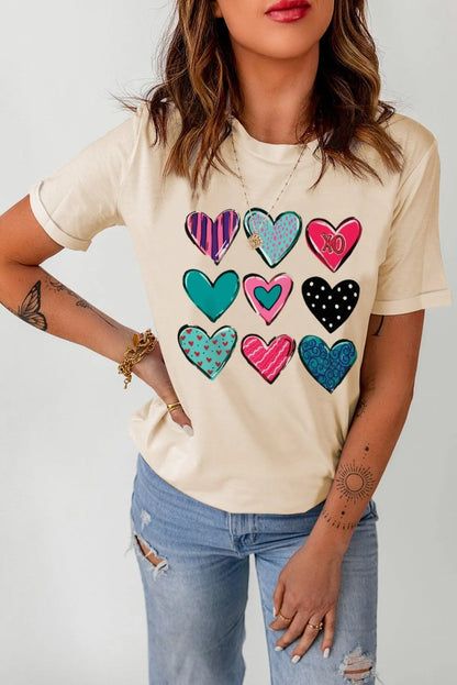 Find Your Essence of Life with Our Heart Print T-Shirt for Women Jewelry Bubble